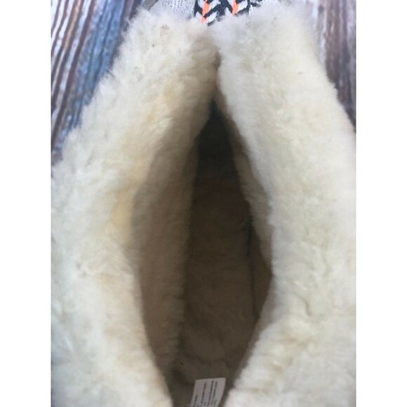 lamb fur lined woven booties sz 6‎ lama print boho suede bottom leather trim - Picture 6 of 11